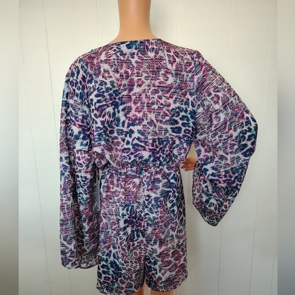 Jennifer Lopez Bell Sleeve Romper Dressy  Blue And Purple Size XL - Picture 3 of 11